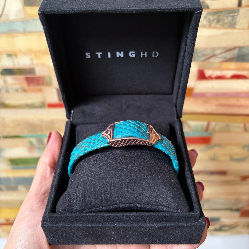 Sting Hd Turquoise Python Bracelet With Rose Gold… - image 1